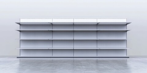 3D rendering of retail shelf displays featuring dividers and end caps.