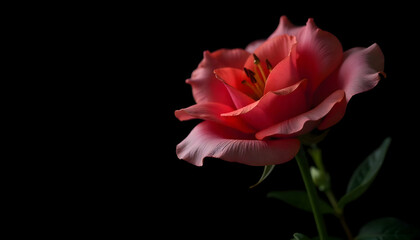 red rose isolated on black