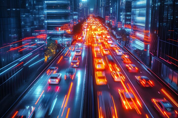 Technology of transportation concept. Traffic control systems. Neural network ai generated