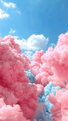 Pink and blue smokey clouds in the sky
