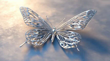 A Silver Metal Butterfly Sculpture Design