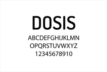 Dosis font for logo and headline. Isolated vector typeset
