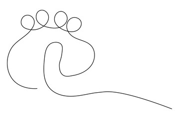 Dog foot print illustration continuous single line drawing animal paw icon outline vector
