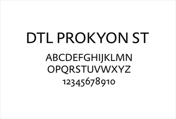 DTL Prokyon ST font for logo and headline. Isolated vector typeset