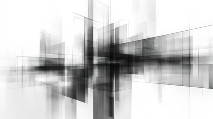 Fototapeta premium Abstract Black and White Geometric Shapes Creating Dynamic Lines and Textures in Space