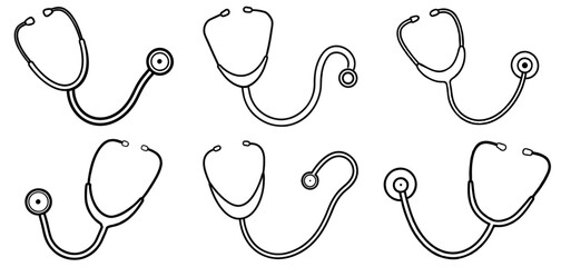 Medical Stethoscope Outline Coloring Page Printable Line Art Drawing