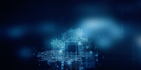 2d illustration Abstract futuristic electronic circuit technology background