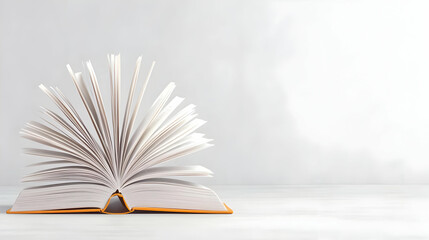 Open book pages, white background, knowledge, education