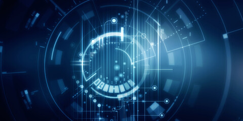2d illustration Abstract futuristic electronic circuit technology background