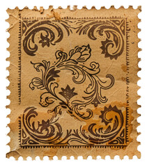 PNG  Postage stamp with ornament backgrounds paper art.