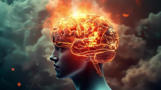 Creativity concept with a brain exploding in colors. Mind blown concept