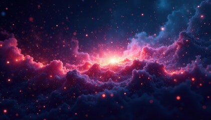 Fototapeta premium Glittering cosmic particles dance in the void, nebulas, stars, space