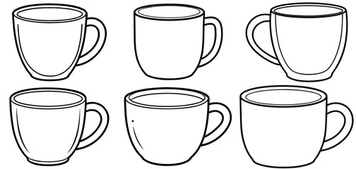 Mug Outline Coloring Page Printable Line Art Drawing