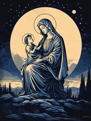 Fototapeta premium St. Mary the Virgin, revered as the Mother of Jesus.