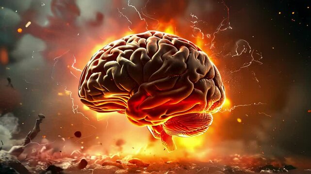 Creativity concept with a brain exploding in colors. Mind blown concept