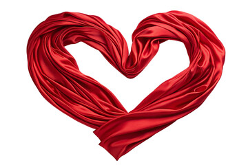 Heart Made of Abstract Red Silk on Transparent Background, Passionate, Silk Heart Design