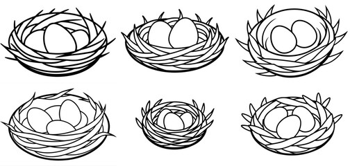 Nest Outline Coloring Page Printable Line Art Drawing