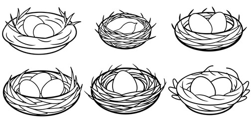 Nest Outline Coloring Page Printable Line Art Drawing