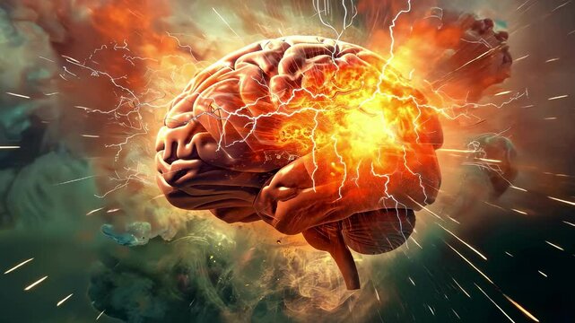 Creativity concept with a brain exploding in colors. Mind blown concept