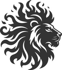 A lion with flames in its mane vector animal silhouette