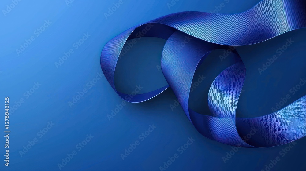 Poster a minimalist ribbon vector in a bold blue color, ready for digital use.