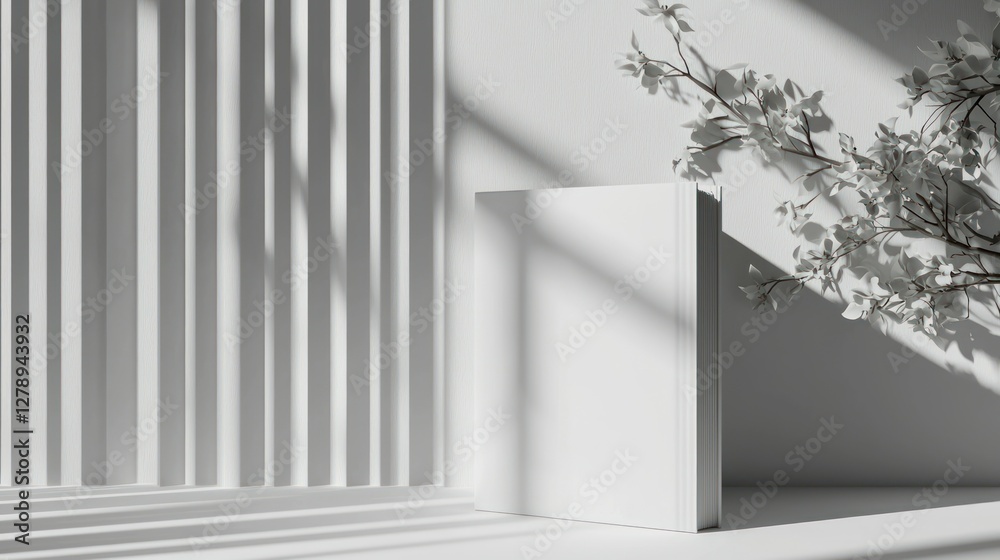 Poster A minimalistic 3D book with clean lines and a monochromatic color scheme 