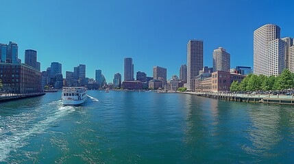 Obraz premium City harbor boat tour, sunny day