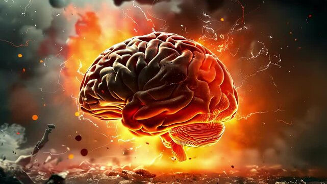 Creativity concept with a brain exploding in colors. Mind blown concept