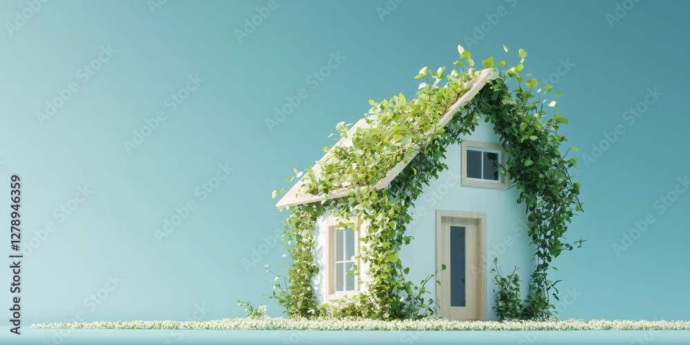 Poster a minimalistic 3d tiny house with eco-friendly features