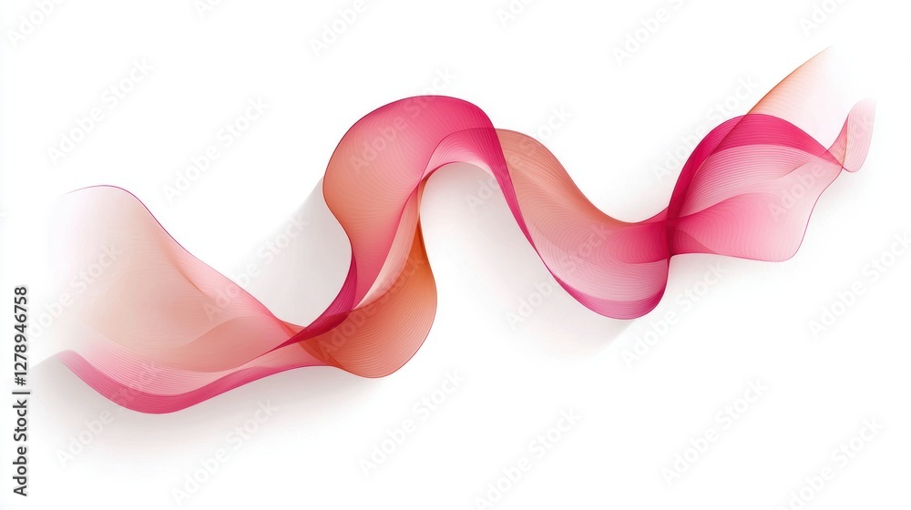 Poster A minimalistic pink ribbon vector with sharp edges, isolated on white. 