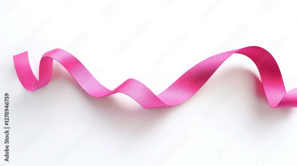 Poster A minimalistic pink ribbon vector with sharp edges, isolated on white. 