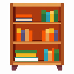 Minimalist Bookshelf Vector Illustration on White Background