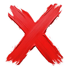Red X mark painted Isolated on Transparent Background