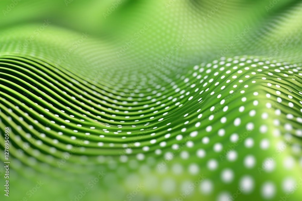 Aufkleber Abstract technology flow background Futuristic green dots background with a dynamic wave 3d rendering