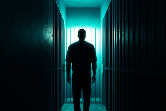 Prison cell door closing with a criminal behind bars, symbolizing the outcome of a legal life imprisonment sentence