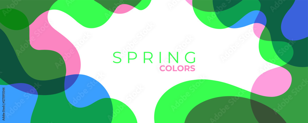 Aufkleber Springtime colors. Spring theme abstract background with bright colored flowing waves for Spring season creative graphic design. Vector illustration.