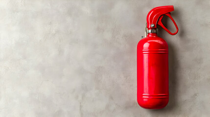 Red fire extinguisher on textured surface, safety preparedness