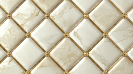 Fototapeta premium Elegant Marble Tile Pattern with Gold Accents for Stylish Interior Design and Renovation