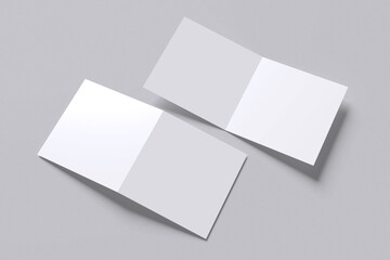 Square Bifold with grey background color for mockup template
