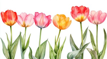 A vibrant display of colorful tulips blooming in a garden, symbolizing springtime joy.