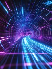 Fototapeta premium A purple and blue tunnel with a blue line running through it