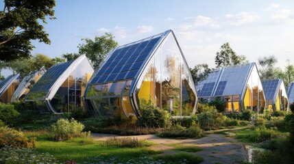 Obraz premium Eco-Friendly Solar-Powered Homes: A Sustainable Architectural Design