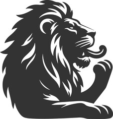 A lion licking its lips in hunger vector animal silhouette