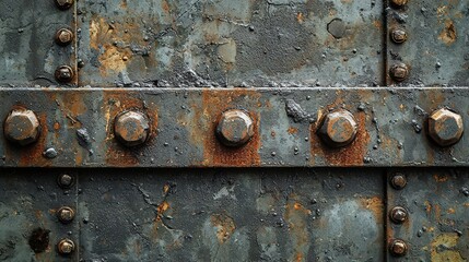 Rusted Metal Surface with Bolts and Textures Ideal for Industrial and Urban Aesthetic