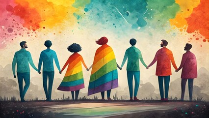 Obraz premium Colorful Abstract Human Figures – Unity and Diversity Concept Illustration