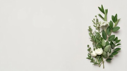 Fresh Greenery Arrangement on a Soft Neutral Background