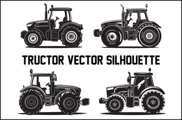 Tractor Silhouette Bundle &ndash; High-Quality Vector Illustrations for Farming Designs.