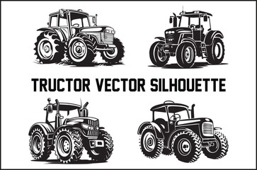 Tractor Silhouette Bundle – High-Quality Vector Illustrations for Farming Designs.