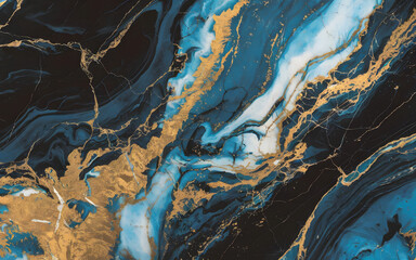 Obraz premium Luxury Marble: Captivating swirls of deep blue and radiant gold create an elegant marbled texture, ideal for adding sophistication to any project.