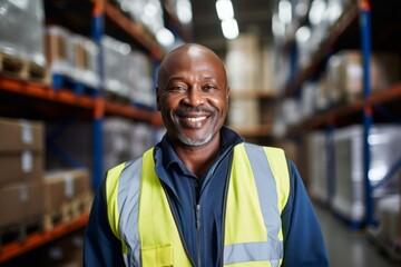 Group portrait of diverse middle aged warehouse workers